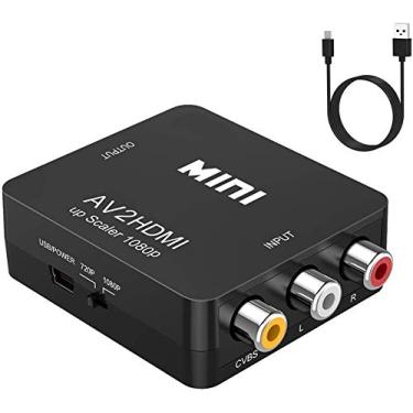 Imagem de Conversor RCA para HDMI, mini composto AV para HDMI caixa adaptadora de vídeo para Smart TV/VCR/DVD/VHS Player/Roku/PS2 console de jogos N64/Wii, com cabo de alimentação USB, compatível com PAL/NTSC