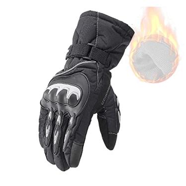 Imagem de 7HAHA3 Luvas masculinas para motocicleta, tela sensível ao toque, à prova d'água, equipamento de cavaleiro, luvas quentes de enduro quadriciclo snowmobile esqui, ciclismo, preto, M (palm8 cm)