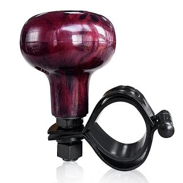 Imagem de Kewucn Botão giratório de volante, ajuste universal para volante antiderrapante automático auxiliares de volante, acessórios de veículos para carros, semicaminhões, empilhadeiras, tratores, barcos e carros de golfe (madeira)