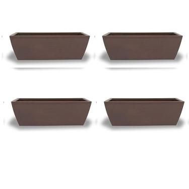 Imagem de Kit 4 Vasos Para Plantas Jardineira Floreira Politileno Decorativo Jardim Varanda (Marrom)