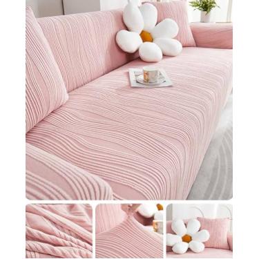 Imagem de Sofá Slipcover Spandex Non Slip Sofá Sofá Capa, Protetor De Móveis Lavável Com Espuma Fundo Elástico Para Crianças, Animais De Estimação (Adequado para 35-55 inch,Rosa)