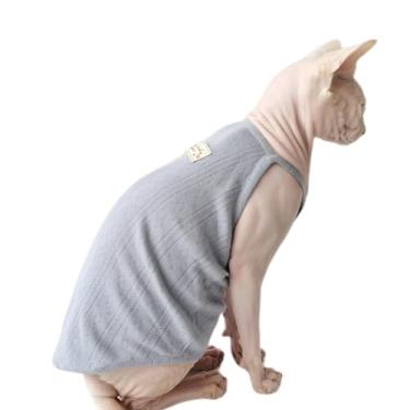 Imagem de UOSIA Sphynx roupas para gatos respiráveis, camisas para gatos sem pelos, algodão macio, camisetas para gatinhos, pulôver, colete para gatos, pijamas para gatos masculinos