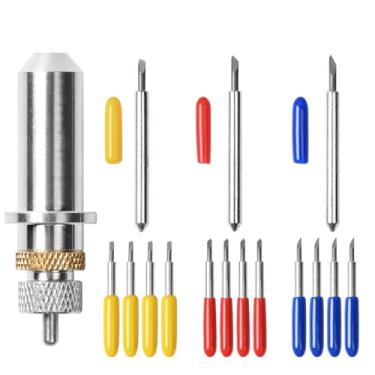 Imagem de Lâminas de corte de vinil com suporte de lâmina e tampa amarela/vermelha/azul 30/45/60 graus, faca de corte Roland, lâmina de letras de aço de tungstênio, lâminas de substituição de lâmina de corte