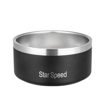 Imagem de StarSpeed Tigela para cães de aço inoxidável. Tigelas de água para cães grandes com fundo de borracha, resistente a quedas e durável, mantém frio, comporta 8 xícaras de água, serve para tigelas de