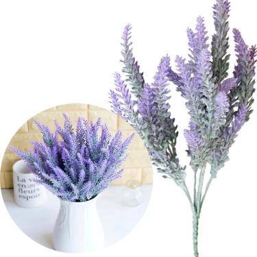 Imagem de 10 Ramos Plantas Lavanda Artificiais Roxo Com 35 Folhas 40cm
