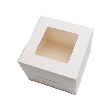 Imagem de PQZKLDP 12 pacotes de caixas de bolo brancas de 15 x 12 cm com janela, embalagem de presente, caixas de padaria, sobremesa, pastelaria, cupcake, biscoitos de torta, com adesivos, barbante de 1,6 m (15