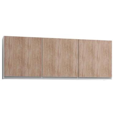 Imagem de Armário Aéreo 150cm 3 Portas Argélia Branco/Castanho - Lumil
