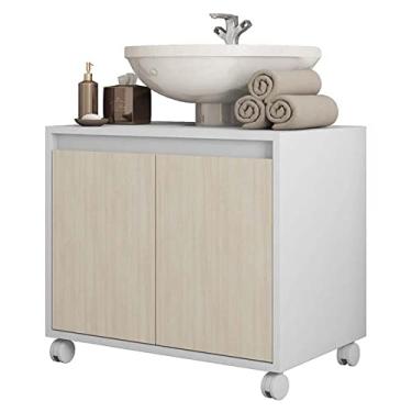 Imagem de Gabinete Armário Para Banheiro Rodízios Clean Branco Caemmun