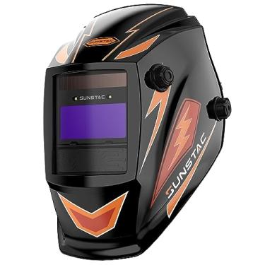 Imagem de Sunstac Capacete de soldagem com tela de escurecimento automático 1/1/1/1 clareza óptica de cor verdadeira, sensor de energia solar 4 arcos, sombra ampla 4/9-13 para soldagem TIG/MIG/ARC