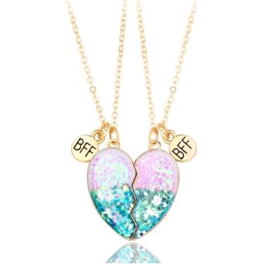 Imagem de Lezmoii Colar da Amizade para Melhor Amigo Combinando Unicórnio Magnético Sereia BFF Colar para 2 Meninas Presentes de Amizade, Zinco, Sem Pedra Preciosa