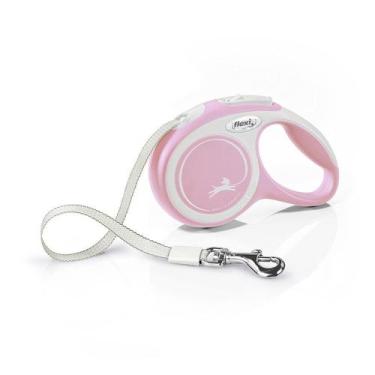 Imagem de Guia Fita Flexi Bogdahn New Comfort Rose e Branco para Cães - Tamanho 