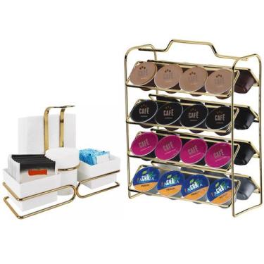 Imagem de Kit Suporte Porta 32 Cápsulas Café Dolce Gusto Organizador Sachês Chás