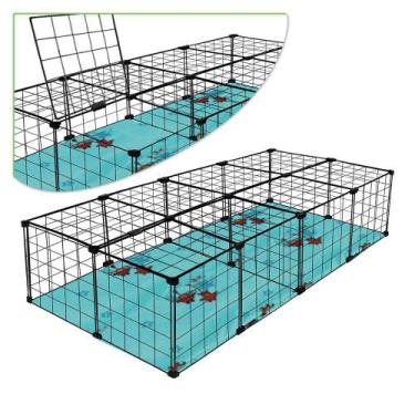 Imagem de Cercado Porquinho Da ÍNdia 2 Em 1 Abertura Teto 60x120x30 Cm Preto Com