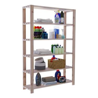 Imagem de Prateleira Pinus Armário Para Lavanderia Organizadora Rustico - Techno