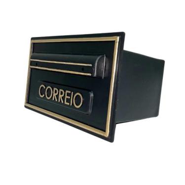 Imagem de Caixa de Correio modelo Moderna 5 Plástica Preto e Dourada - Ficone Re