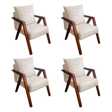 Imagem de Kit 4 Poltronas Monalisa para Recepção Mona Pés de Madeira Maciça Sued