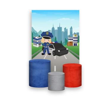 Imagem de Painel De Festa Vertical 1,50 x 2,20 + Trio De Capas Cilindro - Polici