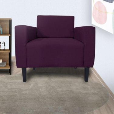 Imagem de Poltrona Estofada Para Sala de Espera Leticia Slim Suede Roxo - LM DEC