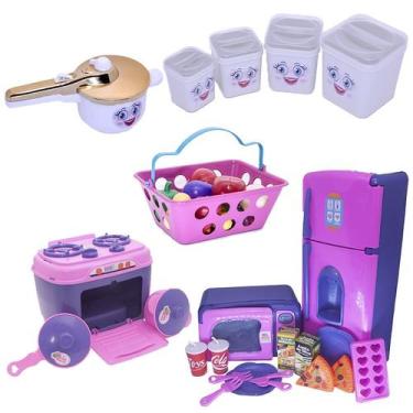 Imagem de Super Kit Cozinha Completo Menina Brinquedo Mercado 36pç - Altimar