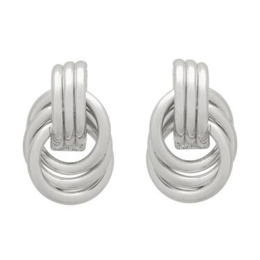 Imagem de Brinco Trio Argolas Entrelaçadas Banhado a Prata 925 - Papillon Semi J