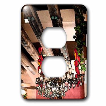 Imagem de 3dRose Lsp_52095_6 Um lustre pendurado feito em um acabamento fresco e as paletes de madeira no teto na tampa de saída Mexican Place