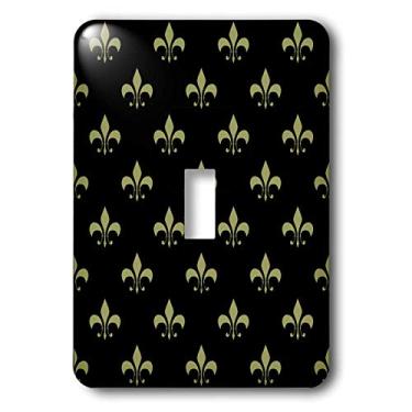 Imagem de 3dRose LLC lsp_20539_1 Flor de Lis dourada em um fundo preto, símbolo dos santos cristãos - interruptor único