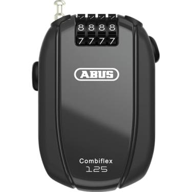 Imagem de ABUS Cadeado de cabo Combiflex - Trava para prender esquis, capacete, carrinho de bebê e bagagem - Viagem 125-125 cm de comprimento - 3 mm de espessura - com código numérico - Preto