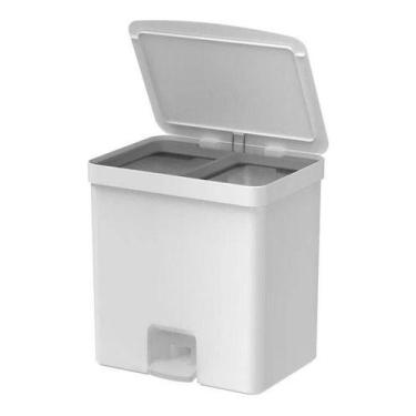 Imagem de Lixeira Dupla Pedal 20l Banheiro Cozinha Reciclagem Branco - OU, Branc