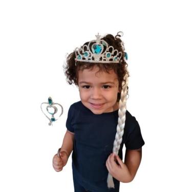 Imagem de Princesa Frozen fantasia Elsa Trança cabelo loiro Coroa - Lynx produçõ
