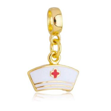 Imagem de Berloques Enfermagem Enfermeira Banhado a Ouro 18k - WORK SEMIJOIAS, C