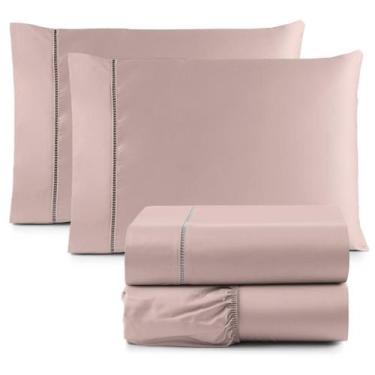 Imagem de Jogo De Cama Queen 600 Fios Egipcio 4 Peças 100% Algodão Acetinado ROS