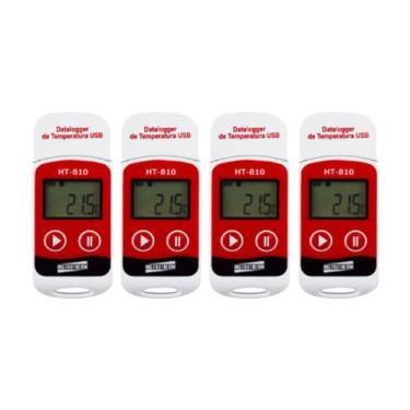 Imagem de Kit 4 Datalogger Digital Escala -30 A 70C 32000 Dados Termômetro C F U