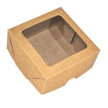 Imagem de Caixa Kraft Com Visor Para Presente Kraft10x10x4,5 - 20uni - Salvo Emb
