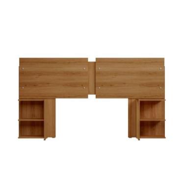 Imagem de Cabeceira para Cama Box Painel dividido em 2 Partes com Prateleiras co