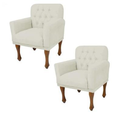 Imagem de Kit 02 Poltrona Cadeira Decorativa  Mona Luxo com Strass Sala de Estar