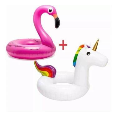 Imagem de Boia Unicórnio + Flamingo Bóias Infláveis Piscina Gigantes - oem