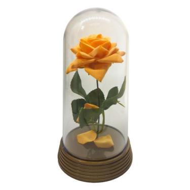 Imagem de Redoma Rosa Laranja A Rosa Encantada do filme a A Bela e A Fera O Pequ