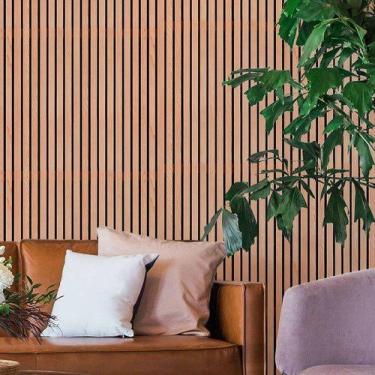 Imagem de Papel De Parede Adesivo Efeito 3D Madeira Ripada Clara Rolo 3m. - Leli