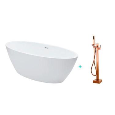 Imagem de Kit Banheira de Imersao Rubi e Misturador de Piso Monocomando Dourado 