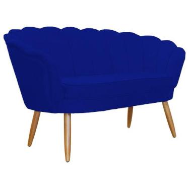 Imagem de Namoradeira Decorativa Pétala Sala de Estar Tecido Veludo Azul Marinho