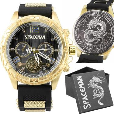 Imagem de Relógio Dourado Masculino Ponteiro Desenho Aço Inox Jovem Top + Caixa Barato Presente