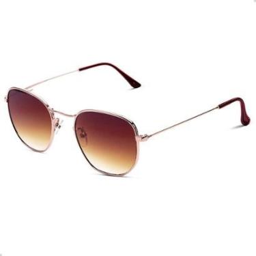 Imagem de Oculos de Sol Hexagonal Masculino Feminino Clássico Moda Retro Proteção UVA-Unissex