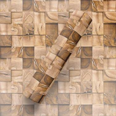 Imagem de Papel de Parede Adesivo Estilo Madeira Clara Efeito Ripas - BAZAR DOS 