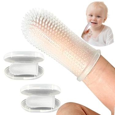 Imagem de Escova de dentes de silicone de cerdas 360°, 100% livre de BPA para crianças e crianças a partir de 3 meses, design envolvente completo para limpeza de dentes e gengivas; 2 conjuntos