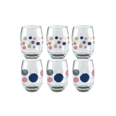 Imagem de Jogo De Copo Poá Aruba Pequenas Vidro 465ml - Kit 6 Peças