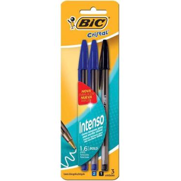 Imagem de Caneta Esferografica BIC Cristal Intenso Azul e Preta Ponta Grossa de 