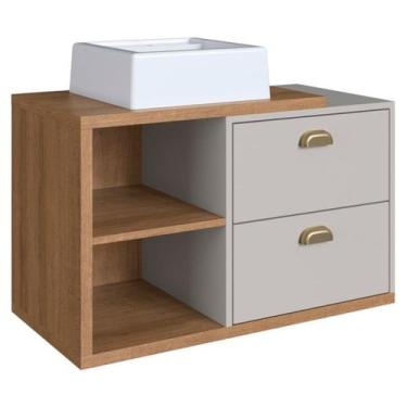Imagem de Gabinete Suspenso 80 cm Com Cuba Branca BL8240 Mell Arenas FAEM - Mila