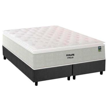 Imagem de Cama Box Queen: Colchão Molas Ensacadas Plumatex Ecolife + Base CRC Su