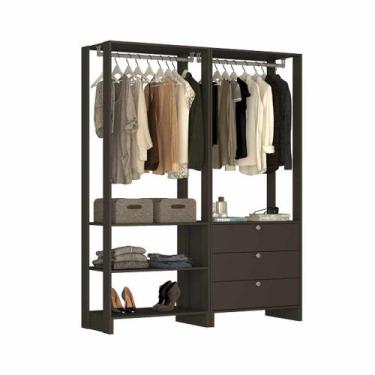 Imagem de Closet com 2 Cabideiros, 3 Gavetas e 4 Prateleiras EY101-102 Linha Yes