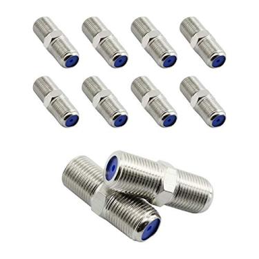 Imagem de RuiLing — Conector coaxial tipo F de cobre 10 peças para redes de cabos coaxiais RG6 ou RG59, acopladores adaptadores de extensão coaxial fêmea de alta frequência de 3 GHz